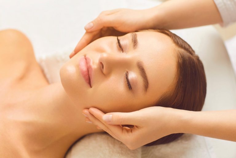 lady receiving a facial